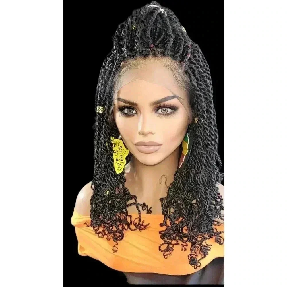 Handmade Braided braided wig Jet Black Kinky twists wig 360 Lace Closure. NWT - Picture 15 of 15